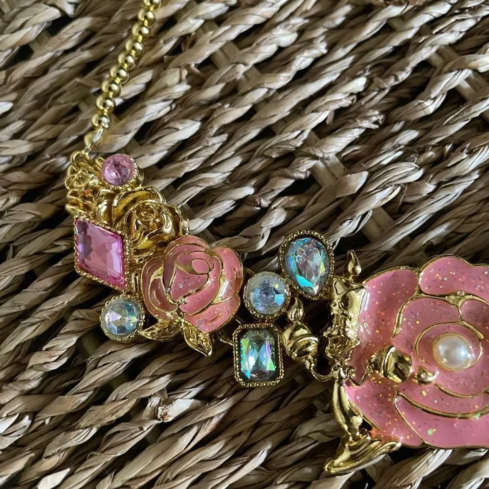 Disney Belle Gold Jeweled Kids Necklace